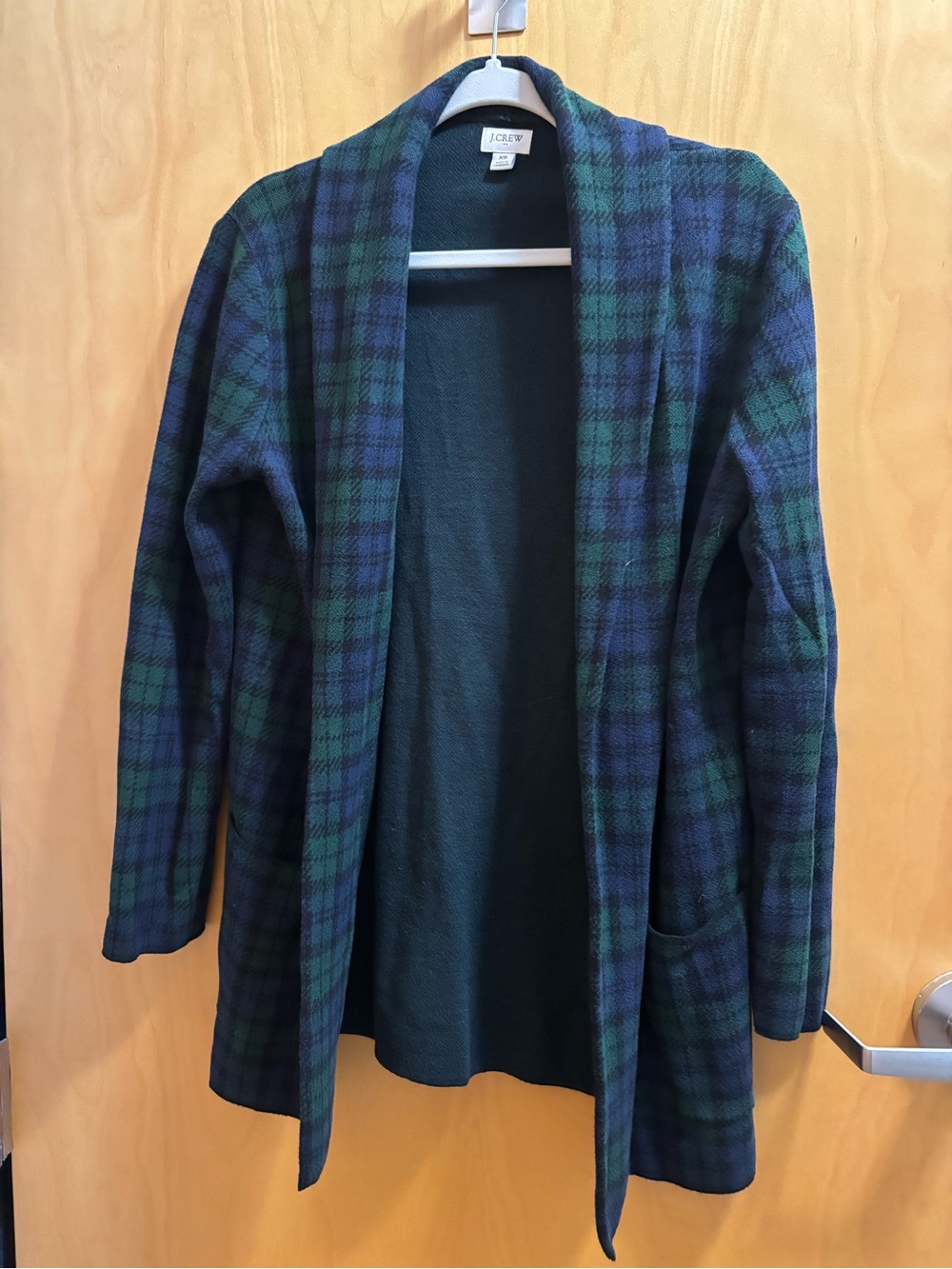 J Crew Plaid Open-Front Knit Cardigan - Picture 2 of 3